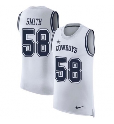 Men's Nike Dallas Cowboys #58 Mazi Smith White Stitched NFL Limited Rush Tank Top Jersey