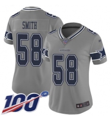 Women's Nike Dallas Cowboys #58 Mazi Smith Gray Stitched NFL Limited Inverted Legend 100th Season Jersey