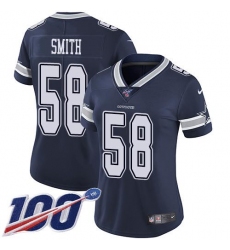 Women's Nike Dallas Cowboys #58 Mazi Smith Navy Blue Team Color Stitched NFL 100th Season Vapor Untouchable Limited Jersey