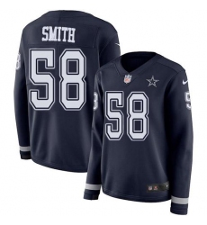 Women's Nike Dallas Cowboys #58 Mazi Smith Navy Blue Team Color Stitched NFL Limited Therma Long Sleeve Jersey