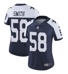 Women's Nike Dallas Cowboys #58 Mazi Smith Navy Blue Thanksgiving Stitched NFL Vapor Throwback Limited Jersey