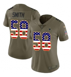 Women's Nike Dallas Cowboys #58 Mazi Smith Olive USA Flag Stitched NFL Limited 2017 Salute To Service Jersey