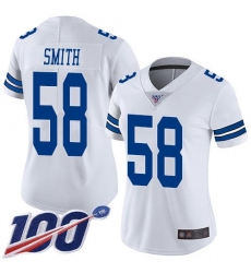 Women's Nike Dallas Cowboys #58 Mazi Smith White Stitched NFL 100th Season Vapor Untouchable Limited Jersey