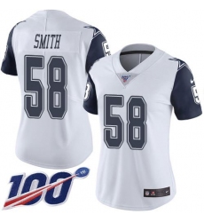 Women's Nike Dallas Cowboys #58 Mazi Smith White Stitched NFL Limited Rush 100th Season Jersey