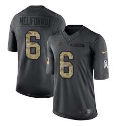 Men's Nike Detroit Lions #6 Ifeatu Melifonwu Black Stitched NFL Limited 2016 Salute To Service Jersey