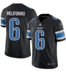 Men's Nike Detroit Lions #6 Ifeatu Melifonwu Black Stitched NFL Limited Rush Jersey