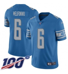 Men's Nike Detroit Lions #6 Ifeatu Melifonwu Blue Team Color Stitched NFL 100th Season Vapor Untouchable Limited Jersey