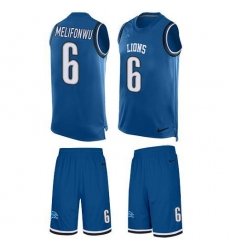 Men's Nike Detroit Lions #6 Ifeatu Melifonwu Blue Team Color Stitched NFL Limited Tank Top Suit Jersey