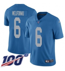 Men's Nike Detroit Lions #6 Ifeatu Melifonwu Blue Throwback Stitched NFL 100th Season Vapor Untouchable Limited Jersey