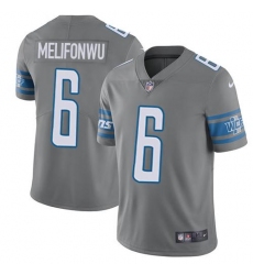 Men's Nike Detroit Lions #6 Ifeatu Melifonwu Gray Stitched NFL Limited Rush Jersey