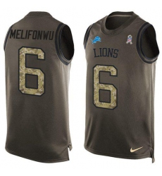 Men's Nike Detroit Lions #6 Ifeatu Melifonwu Green Stitched NFL Limited Salute To Service Tank Top Jersey