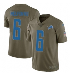 Men's Nike Detroit Lions #6 Ifeatu Melifonwu Olive Stitched NFL Limited 2017 Salute To Service Jersey