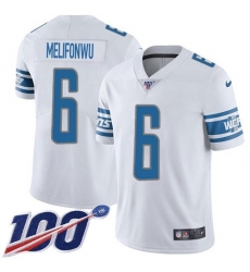 Men's Nike Detroit Lions #6 Ifeatu Melifonwu White Stitched NFL 100th Season Vapor Untouchable Limited Jersey