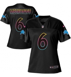 Women's Nike Detroit Lions #6 Ifeatu Melifonwu Black NFL Fashion Game Jersey