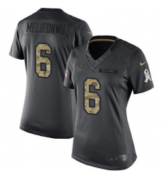 Women's Nike Detroit Lions #6 Ifeatu Melifonwu Black Stitched NFL Limited 2016 Salute To Service Jersey