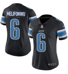 Women's Nike Detroit Lions #6 Ifeatu Melifonwu Black Stitched NFL Limited Rush Jersey