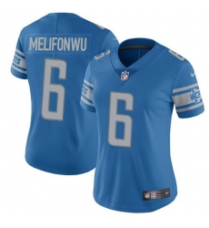 Women's Nike Detroit Lions #6 Ifeatu Melifonwu Blue Team Color Stitched NFL Vapor Untouchable Limited Jersey