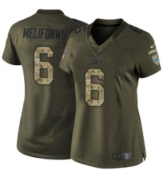 Women's Nike Detroit Lions #6 Ifeatu Melifonwu Green Stitched NFL Limited 2015 Salute To Service Jersey