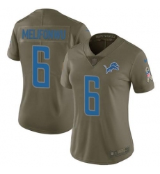 Women's Nike Detroit Lions #6 Ifeatu Melifonwu Olive Stitched NFL Limited 2017 Salute To Service Jersey