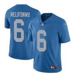 Youth Nike Detroit Lions #6 Ifeatu Melifonwu Blue Throwback Stitched NFL Vapor Untouchable Limited Jersey