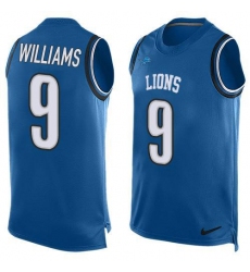 Men's Nike Detroit Lions #9 Jameson Williams Blue Team Color Stitched NFL Limited Tank Top Jersey