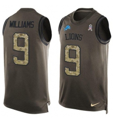 Men's Nike Detroit Lions #9 Jameson Williams Green Stitched NFL Limited Salute To Service Tank Top Jersey