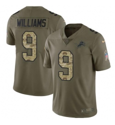 Men's Nike Detroit Lions #9 Jameson Williams Olive Camo Stitched NFL Limited 2017 Salute To Service Jersey