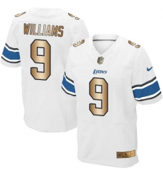 Men's Nike Detroit Lions #9 Jameson Williams White Stitched NFL Elite Gold Jersey