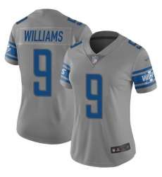 Women's Nike Detroit Lions #9 Jameson Williams Gray Stitched NFL Limited Inverted Legend Jersey