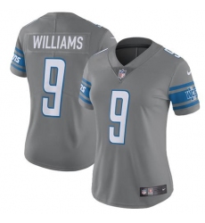 Women's Nike Detroit Lions #9 Jameson Williams Gray Stitched NFL Limited Rush Jersey