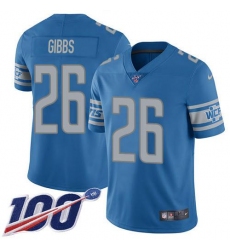 Men's Nike Detroit Lions #26 Jahmyr Gibbs Blue Team Color Stitched NFL 100th Season Vapor Untouchable Limited Jersey