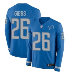 Men's Nike Detroit Lions #26 Jahmyr Gibbs Blue Team Color Stitched NFL Limited Therma Long Sleeve Jersey