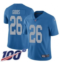 Men's Nike Detroit Lions #26 Jahmyr Gibbs Blue Throwback Stitched NFL 100th Season Vapor Untouchable Limited Jersey