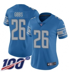 Women's Nike Detroit Lions #26 Jahmyr Gibbs Blue Team Color Stitched NFL 100th Season Vapor Untouchable Limited Jersey