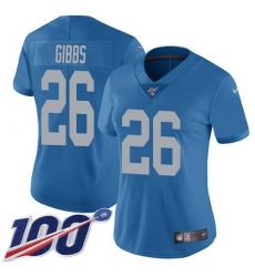 Women's Nike Detroit Lions #26 Jahmyr Gibbs Blue Throwback Stitched NFL 100th Season Vapor Untouchable Limited Jersey