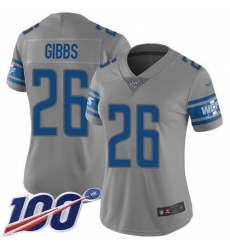 Women's Nike Detroit Lions #26 Jahmyr Gibbs Gray Stitched NFL Limited Inverted Legend 100th Season Jersey