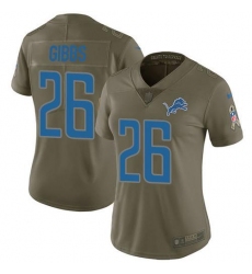 Women's Nike Detroit Lions #26 Jahmyr Gibbs Olive Stitched NFL Limited 2017 Salute To Service Jersey