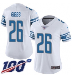 Women's Nike Detroit Lions #26 Jahmyr Gibbs White Stitched NFL 100th Season Vapor Untouchable Limited Jersey