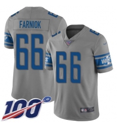 Men's Nike Detroit Lions #66 Matt Farniok Gray Stitched NFL Limited Inverted Legend 100th Season Jersey