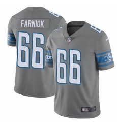 Men's Nike Detroit Lions #66 Matt Farniok Gray Stitched NFL Limited Rush Jersey