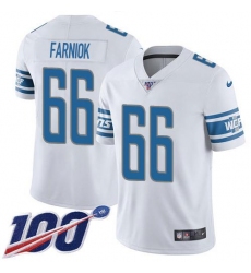 Men's Nike Detroit Lions #66 Matt Farniok White Stitched NFL 100th Season Vapor Untouchable Limited Jersey