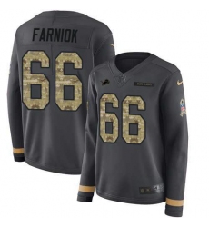 Women's Nike Detroit Lions #66 Matt Farniok Anthracite Salute To Service Stitched NFL Limited Therma Long Sleeve Jersey