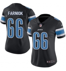 Women's Nike Detroit Lions #66 Matt Farniok Black Stitched NFL Limited Rush Jersey