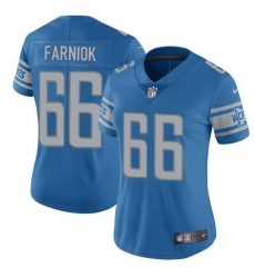 Women's Nike Detroit Lions #66 Matt Farniok Blue Team Color Stitched NFL Vapor Untouchable Limited Jersey