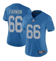 Women's Nike Detroit Lions #66 Matt Farniok Blue Throwback Stitched NFL Vapor Untouchable Limited Jersey