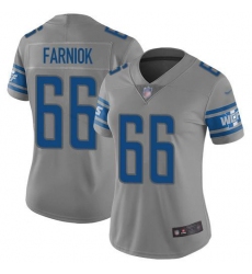 Women's Nike Detroit Lions #66 Matt Farniok Gray Stitched NFL Limited Inverted Legend Jersey