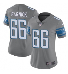 Women's Nike Detroit Lions #66 Matt Farniok Gray Stitched NFL Limited Rush Jersey