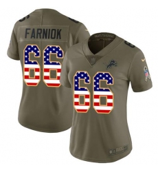 Women's Nike Detroit Lions #66 Matt Farniok Olive USA Flag Stitched NFL Limited 2017 Salute To Service Jersey