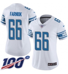 Women's Nike Detroit Lions #66 Matt Farniok White Stitched NFL 100th Season Vapor Untouchable Limited Jersey