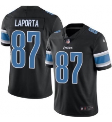 Men's Nike Detroit Lions #87 Sam LaPorta Black Stitched NFL Limited Rush Jersey